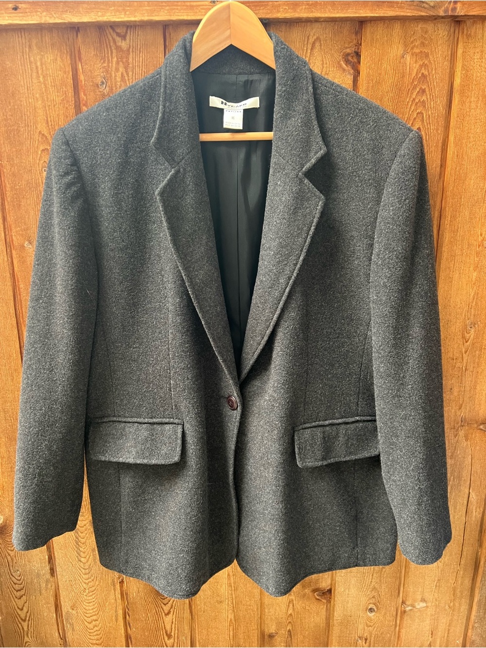 Nygard Collection Petite Wool Cashmere Blazer Size 16 Charcoal